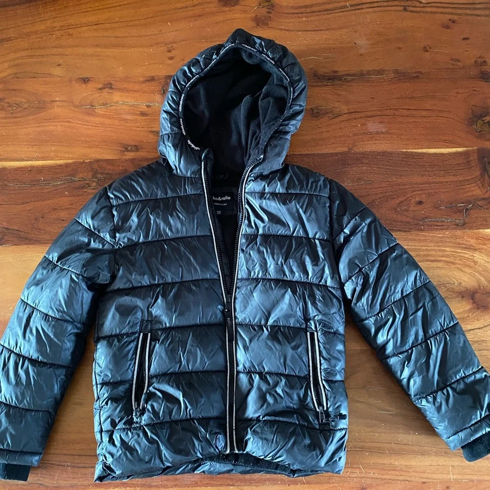 Rokka and Rolla Children's Black Hooded Puffer Jacket size 6